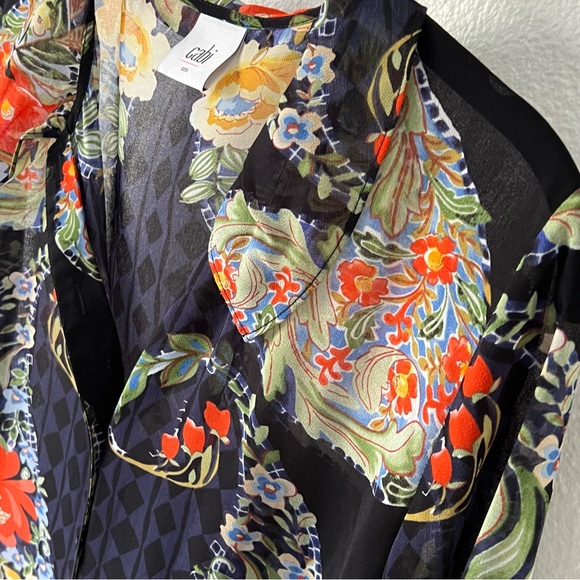 CABI Floral Button Down Front Shirt Collared Long Sleeves Size Small - Picture 7 of 15